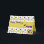 Floral pattern design Mustard/Purple Birthday Card<br><div class="desc">Floral pattern design Mustard/Purple Birthday Card. Lovely personalised greeting Birthday card,  Personalise Name,  age and Greetings.</div>