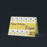Floral pattern design Mustard/Purple Birthday Card<br><div class="desc">Floral pattern design Mustard/Purple Birthday Card. Lovely personalised greeting Birthday card,  Personalise Name,  age and Greetings.</div>