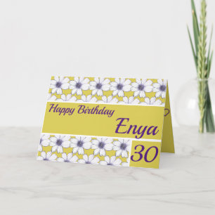 Floral pattern design Mustard/Purple Birthday Card
