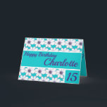 Floral pattern design Teal Birthday Card<br><div class="desc">Floral pattern design Teal Birthday Card. Lovely personalised greeting Birthday card,  Personalise Name,  age and Greetings.</div>