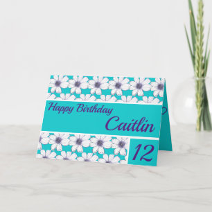 Floral pattern design Teal Birthday Card