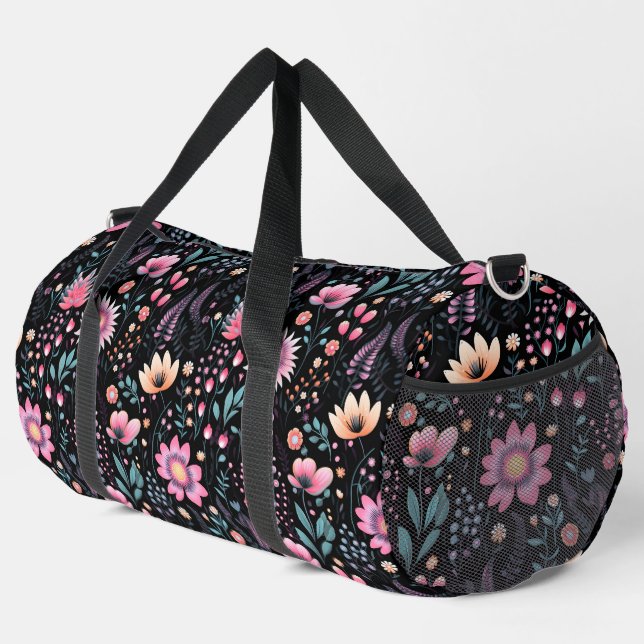 Floral Pattern Duffle Bag (Right Corner)