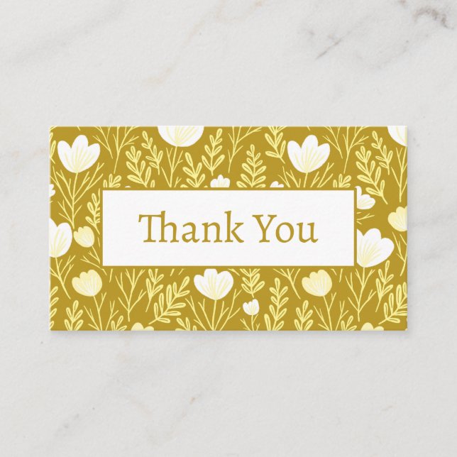 Floral Pattern Elegant Botanical Order Thank You Business Card (Front)