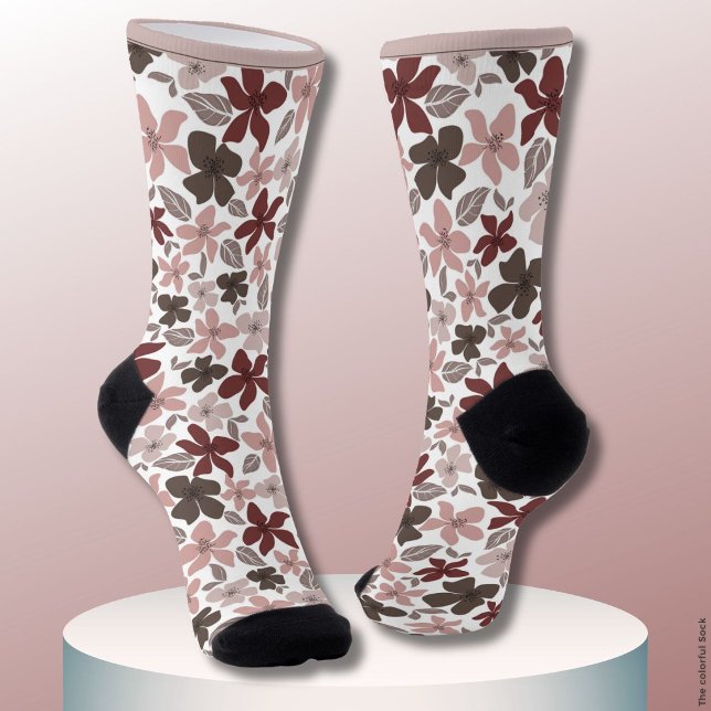 Floral Pattern Fall Colours Text and Name Socks (Creator Uploaded)