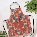 Floral Pattern Faux Stitched Pocket Spoon & Whisk Apron<br><div class="desc">Modern and girly floral pattern faux stitched front pocket apron. Design features a cute floral pattern with a faux front stitched pocket. A whisk and heart spoon are popping out from the faux front pocket. On the front of the pocket replace with your name "Kitchen" which is designed in a...</div>