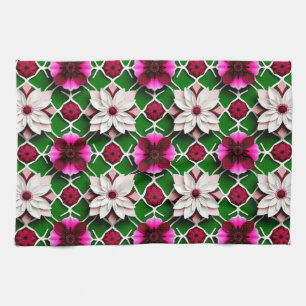 Floral Pattern Featuring Colourful Flowers Kitchen Towel