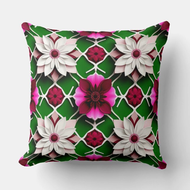 Floral Pattern Featuring Colourful Flowers Throw Pillow (Front)