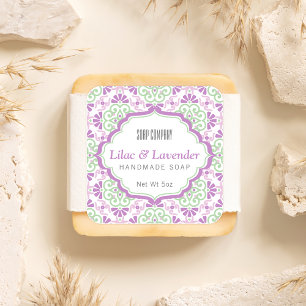 Floral Pattern Feminine Purple Soap Square Label