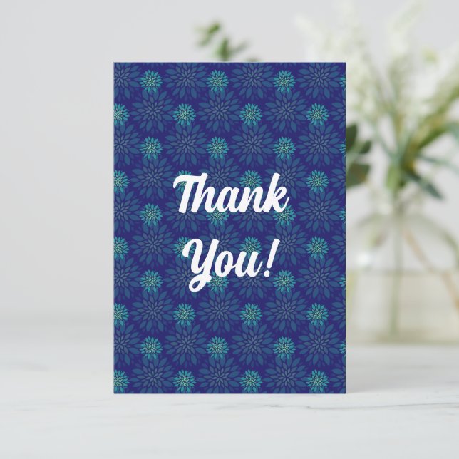 Floral Pattern Flat Thank You Card (Standing Front)