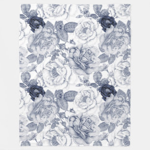 Floral pattern fleece blanket