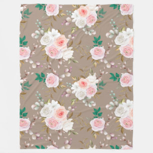 Floral pattern fleece blanket