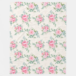 Floral pattern fleece blanket