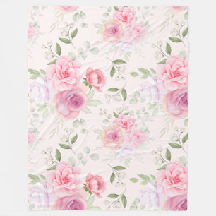 Floral pattern fleece blanket