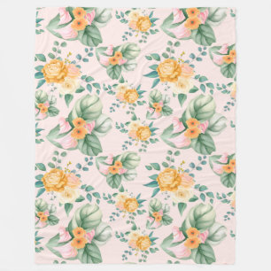 Floral pattern fleece blanket