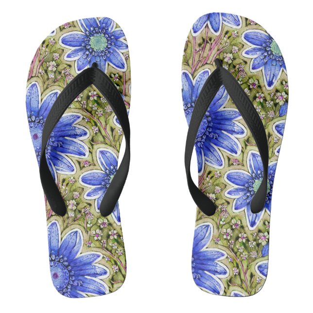 Floral Pattern   Flip Flops (Footbed)