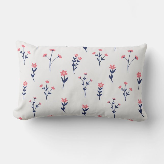 Floral Pattern Flower Bloom 13" x 21" Lumbar Pillow (Front)