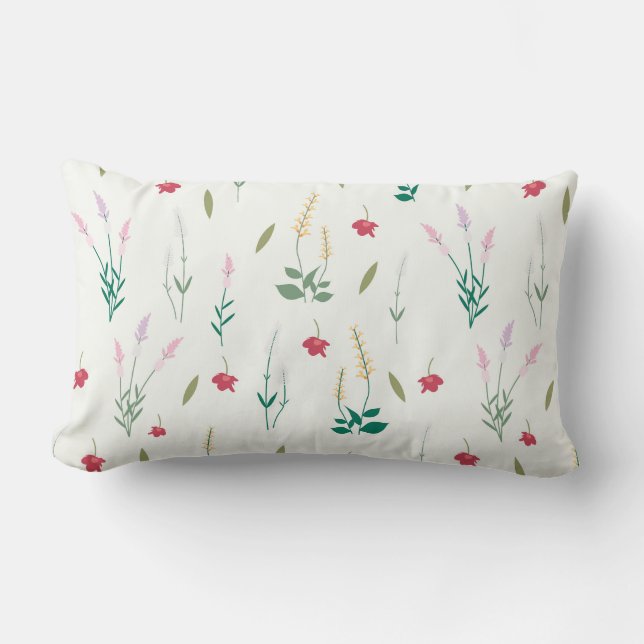 Floral Pattern Flower Bloom 13" x 21" Lumbar Pillow (Front)