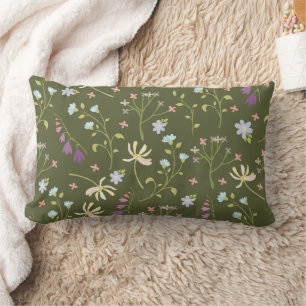 Floral Pattern Flower Bloom 13" x 21" Lumbar Pillow