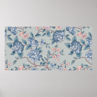 Floral pattern. Flower seamless background. Flouri Poster