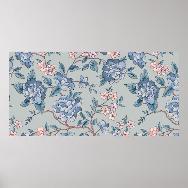 Floral pattern. Flower seamless background. Flouri Poster (Front)