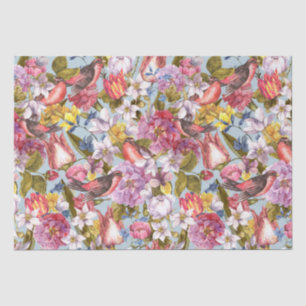 Floral Pattern Foliage Birds Butterflies Peony Tissue Paper