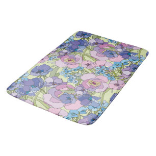 Floral Pattern Foliage Flowers Roses Forget-me-not Bath Mat