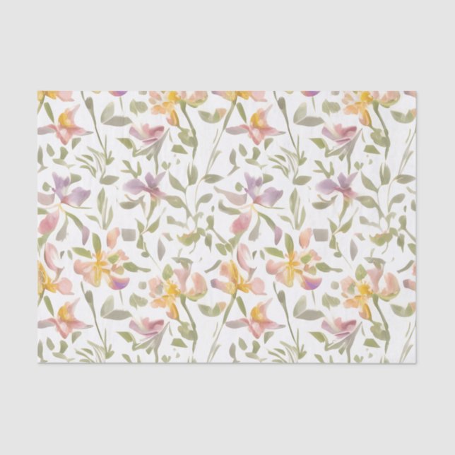 Floral Pattern Freesia Flowers Tissue Paper (Front)
