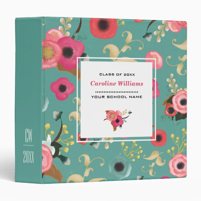 Floral Pattern Graduation Gift Photo Album Binder (Front/Spine)