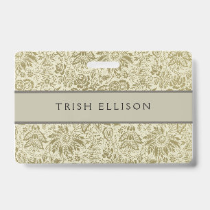 Floral Pattern Green Sage Antique Damask Badge