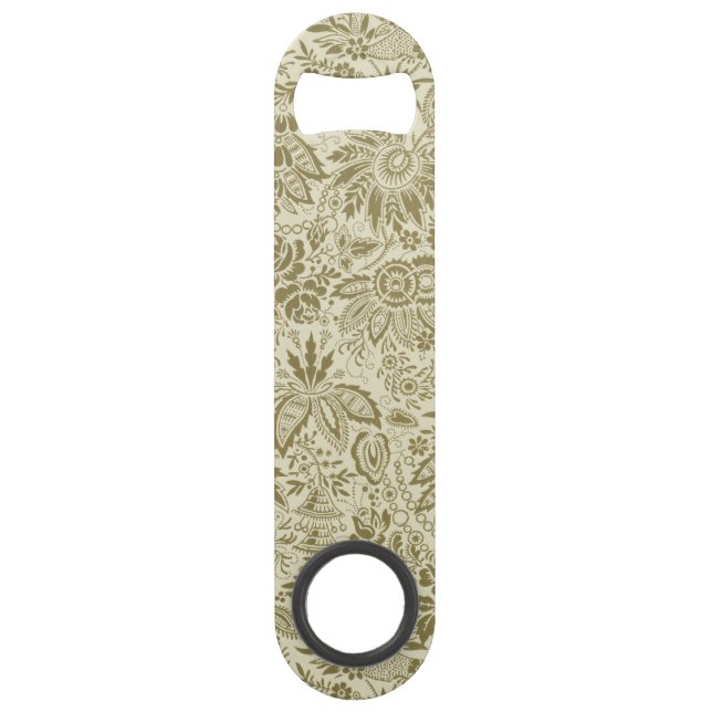 Floral Pattern Green Sage Antique Damask Bar Key (Front)