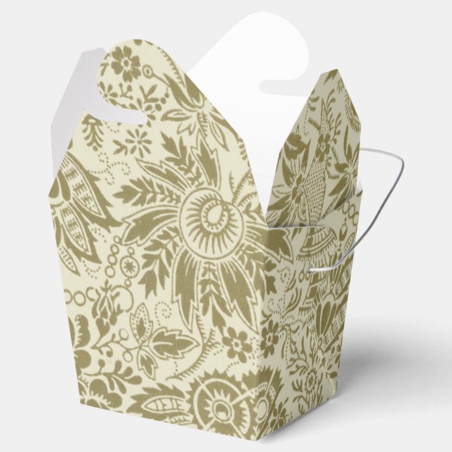 Floral Pattern Green Sage Antique Damask Favor Box (Opened)