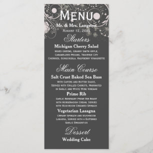 Floral Pattern Grey/White - Reception Menu