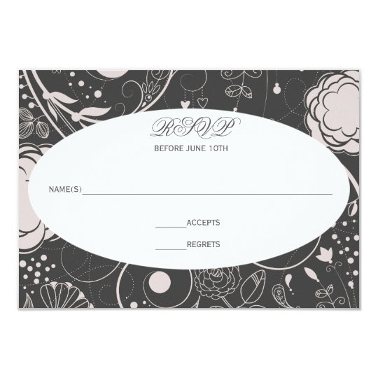 Floral Pattern Grey/White - RSVP Card