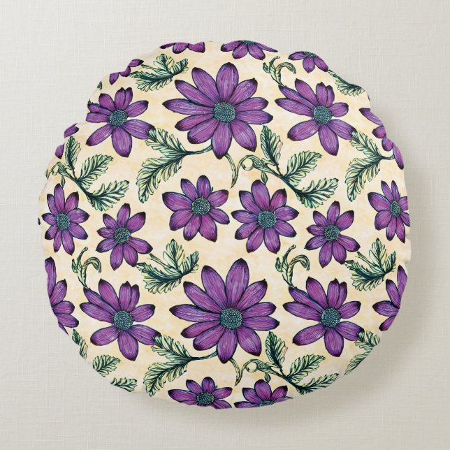Floral Pattern I Round Pillow (Front)