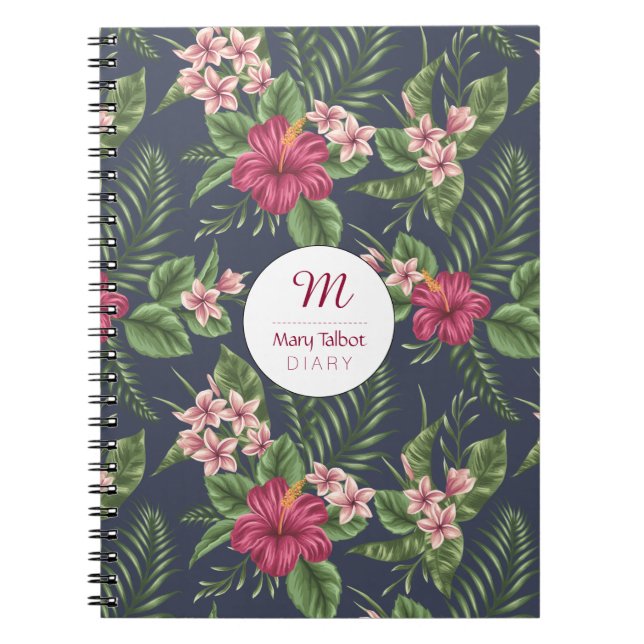 Floral pattern Ibiscus personalized S Notebook (Front)