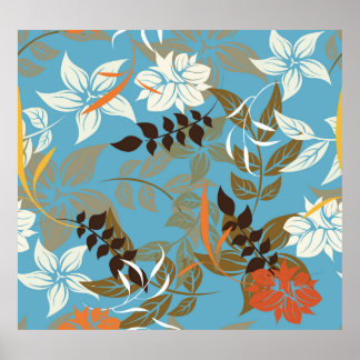 Floral Pattern Illustration: Seamless Vintage Back Poster