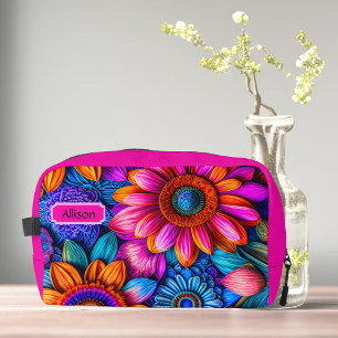 Floral pattern in boho style, custom dopp kit