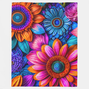 Floral pattern in boho style fleece blanket