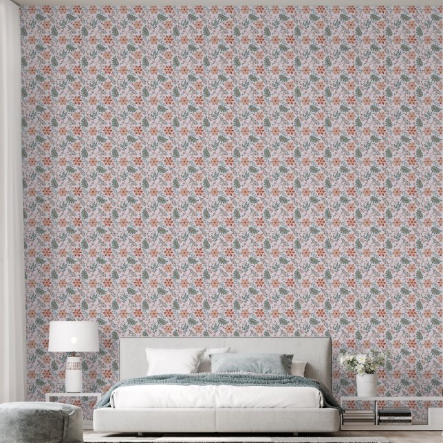 Floral pattern in boho style wallpaper (Bedroom)