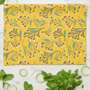 Floral Pattern in delicate branches and buds Kitchen Towel