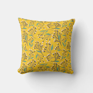 Floral Pattern in delicate branches and buds Throw Pillow