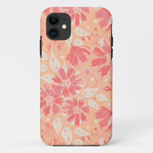 Floral pattern in fashionable peach shades iPhone 11 case