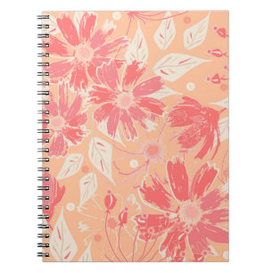 Floral pattern in fashionable peach shades notebook