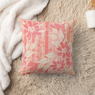Floral pattern in fashionable peach shades throw pillow