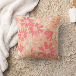 Floral pattern in fashionable peach shades throw pillow
