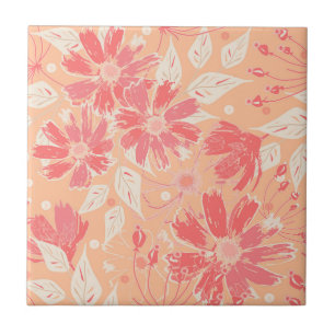 Floral pattern in fashionable peach shades tile
