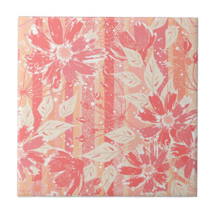Floral pattern in fashionable peach shades tile