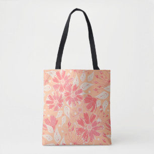 Floral pattern in fashionable peach shades tote bag