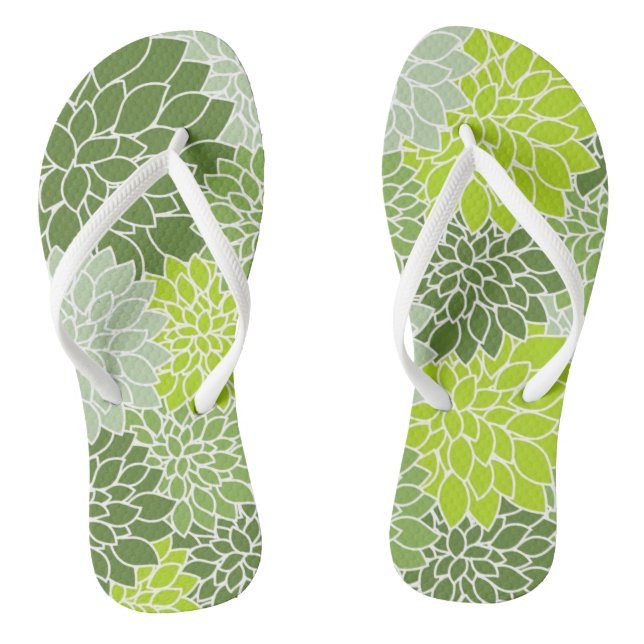 FLORAL PATTERN IN GREEN FLIP FLOPS (Footbed)