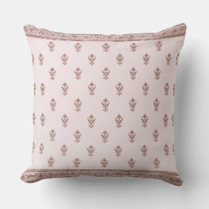 Floral Pattern In Mushroom Pink Throw Pillow